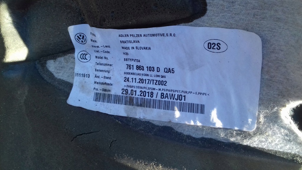 фото №6, Обшивка коврик 761863103d vw touareg iii europa