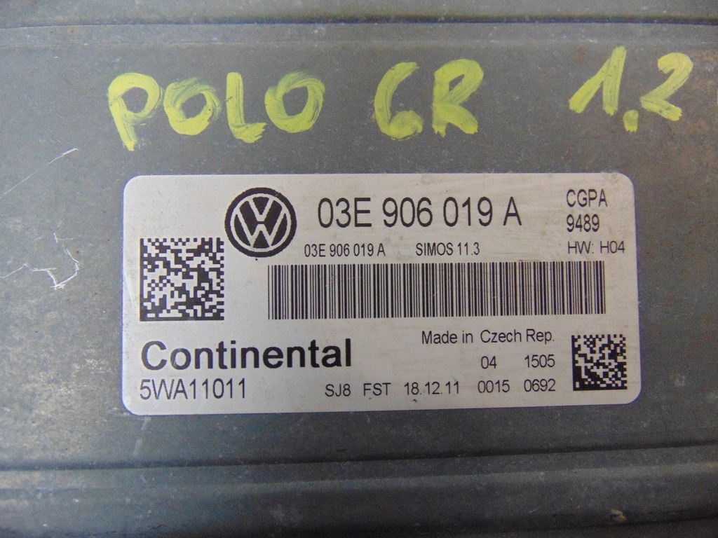 фото №5, Бортовий комп'ютер блок керування двигуна vw polo v 6r 1.2 b 03e906019a