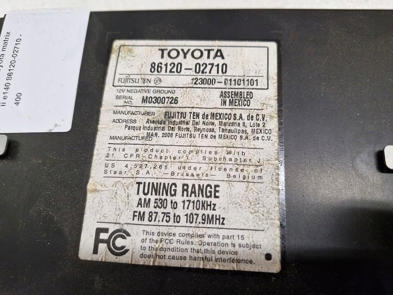 фото №7, Toyota matrix 2 ii e140 радіо програвач 86120-02710