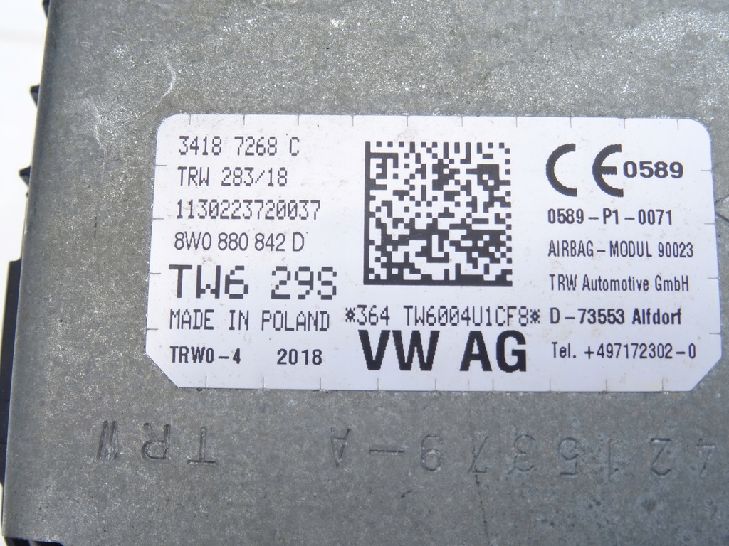 фото №7, Подушка безпеки подушка колінна пасажира перед передня audi a4 b9 8w0 8w0880842d