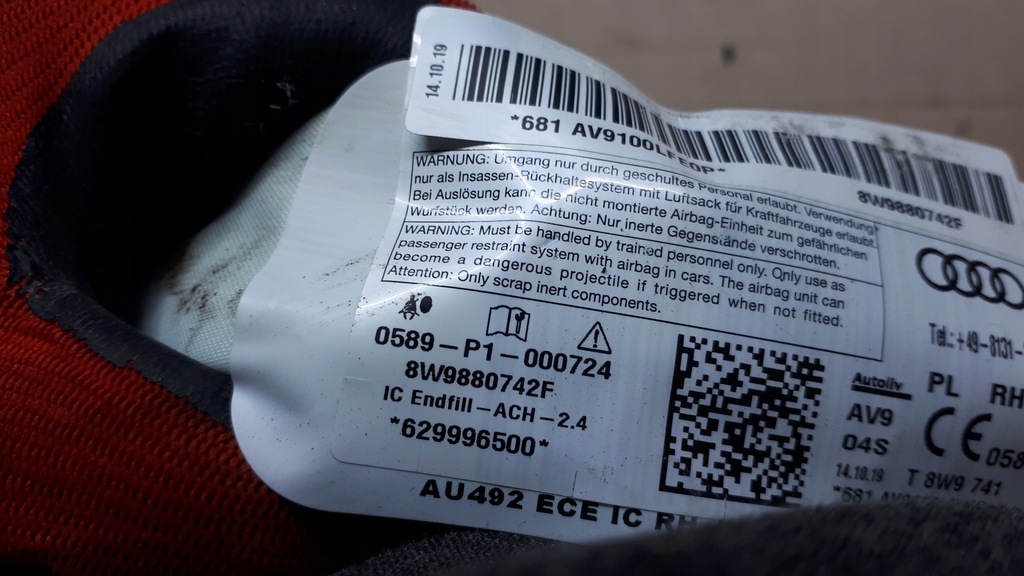 фото №13, A4 b9 lift шторка безпеки права подушка безпеки 8w9880742f kombi