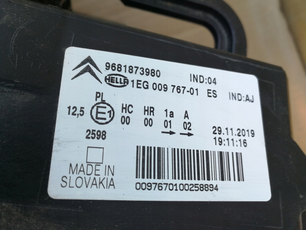 фото №9, Citroen c3 picasso 09- лампа левая перед левая передняя 9681873980