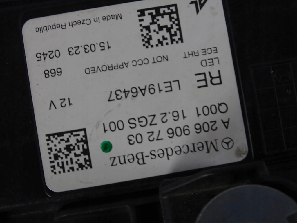 фото №10, Лампа перед права mercedes c klasa a206 w206 a2069067203