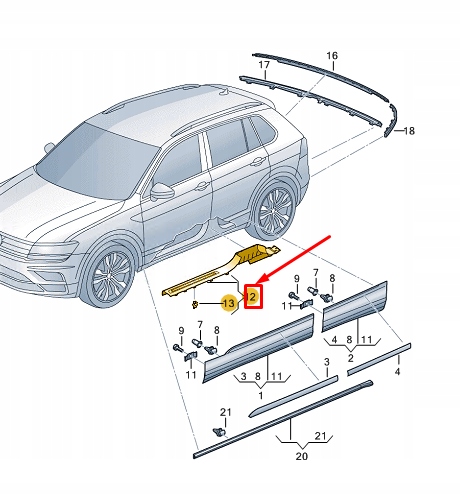 Купить Vw tiguan ad правый порог trim полоса 5na853370cesn