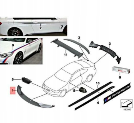 фото №8, Bmw 4 f32 передняя часть бампер m performance сплиттер карбон 51192408993