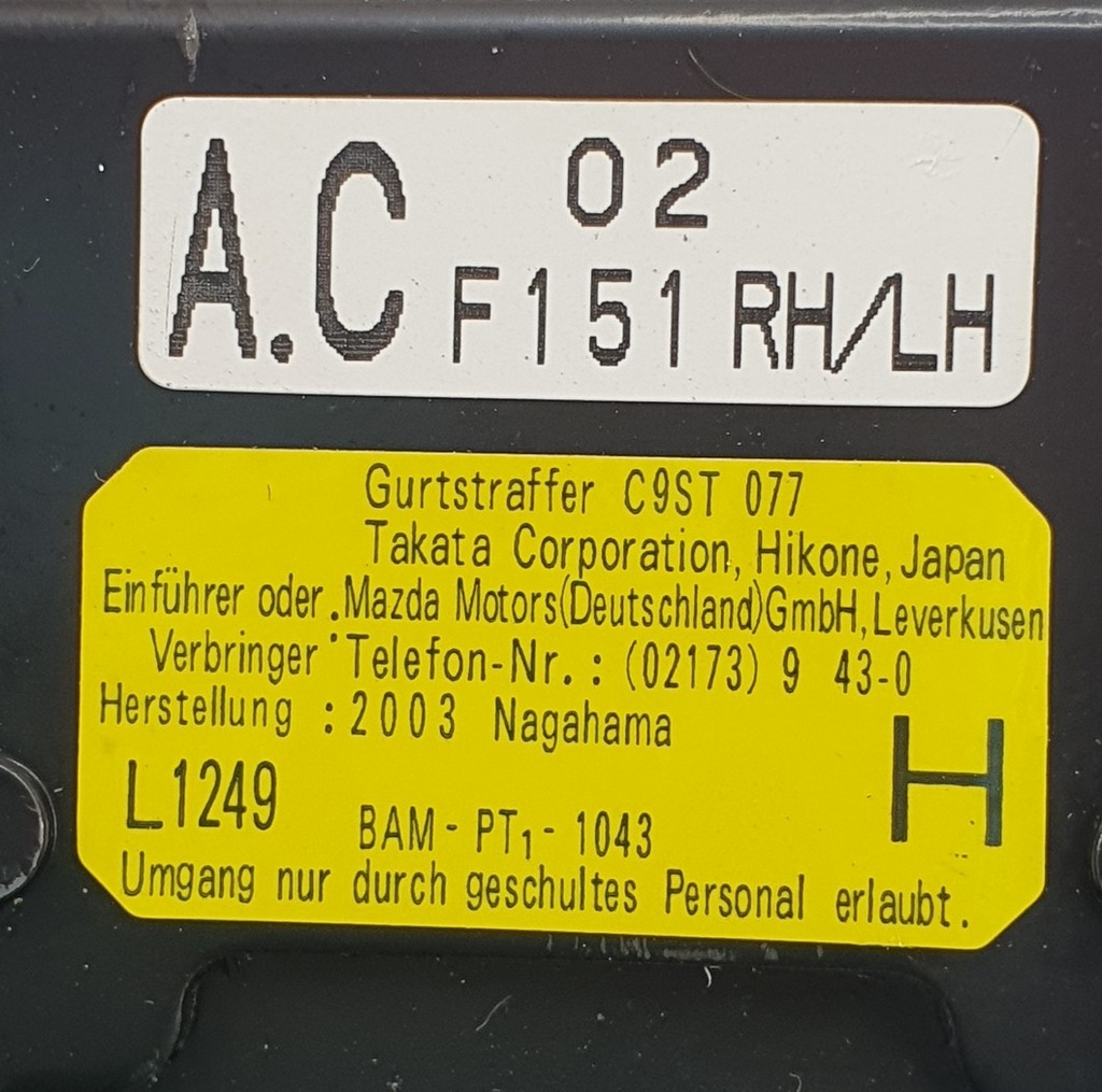 фото №6, Pas безпеки правий перед mazda rx-8 europa