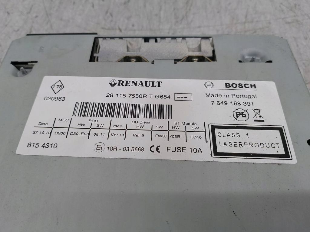 фото №6, Радіо renault scenic iii 281157550r 7649168391 1.4 tce bosch