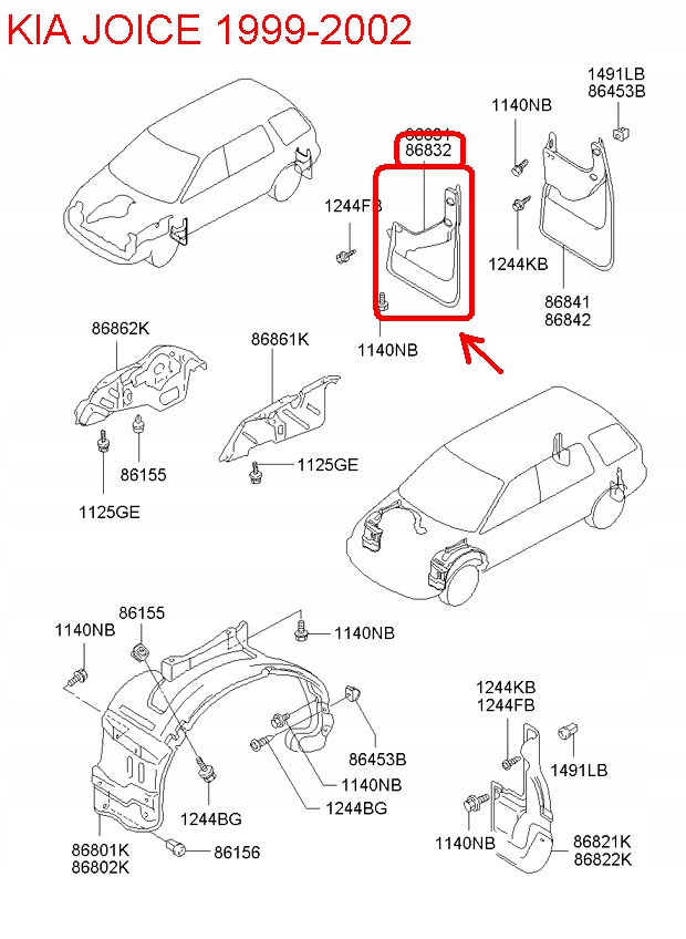 фото №5, Бризковик передній правий kia joice 99-03 86832m3000