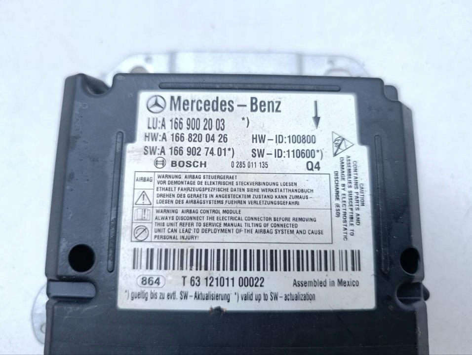 фото №6, Mercedes-benz gl x166 2013 блок управления / модуль подушка безопасности a1669002003