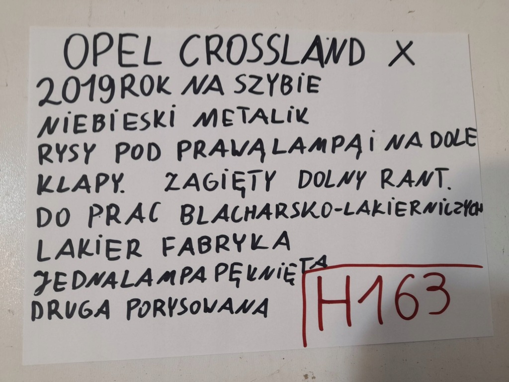 Opel crossland x крышка багажника задняя niebieska 2019 rok h163 царапины в Украине