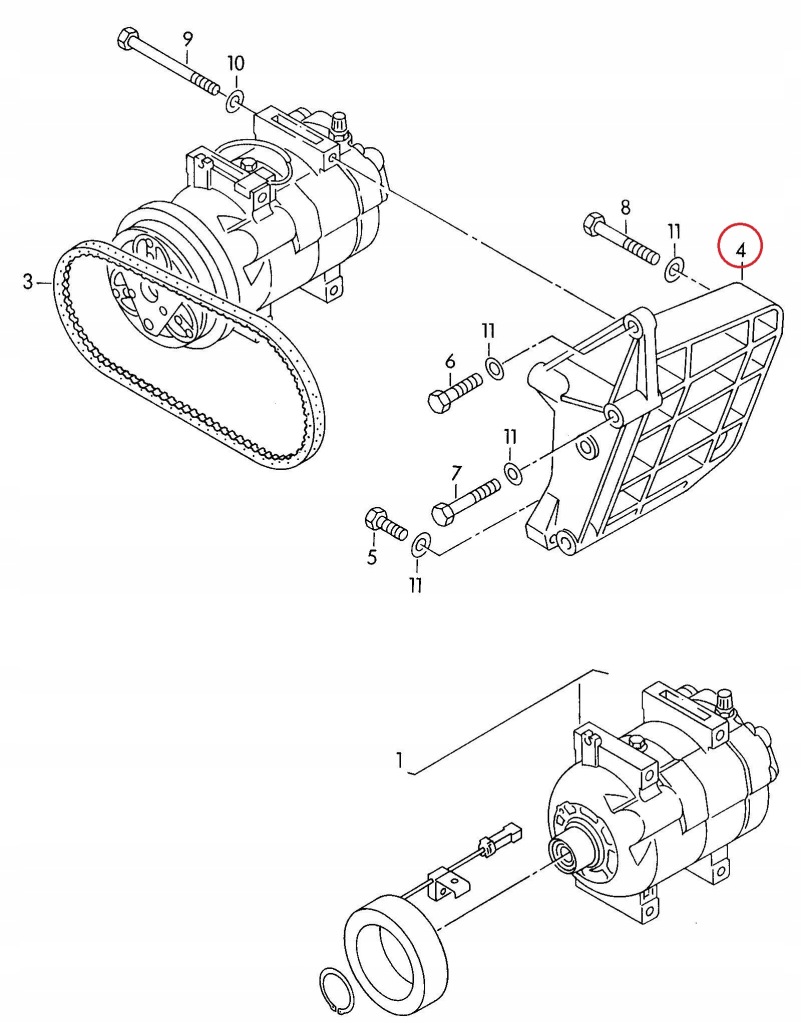 Audi vw 2.0 adr кронштейн кронштейн кронштейн компресор кондиціонера 058260885c Доставка