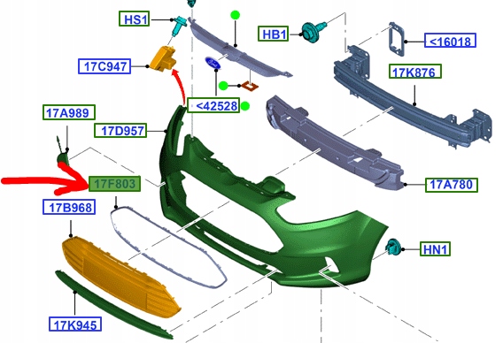 фото №1, Рамка хромированная бампера ford b-max 2012-17 оригинальный номер