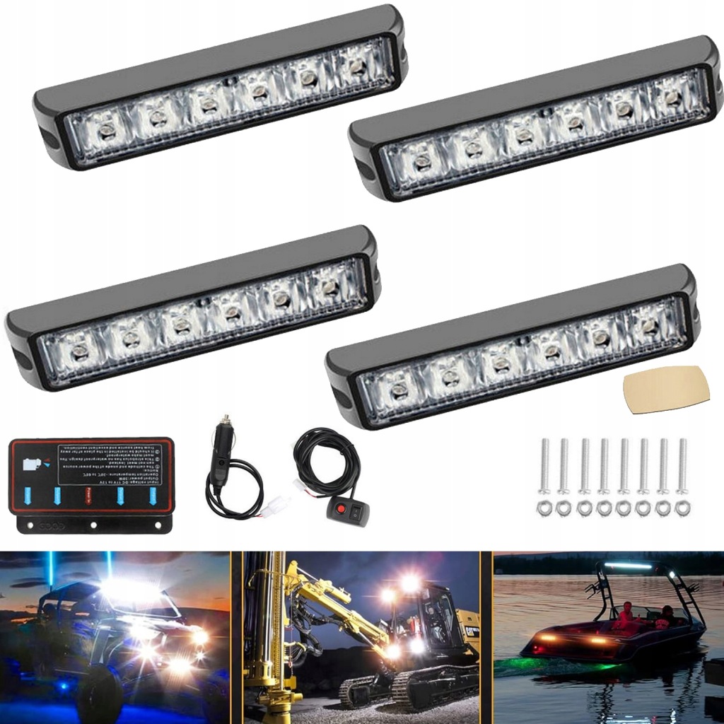Купити 4x фари попереджувальні stroboskop pomoc евакуатор led 12v водонепроникний ip67