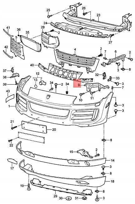 Крышка накладки направляющая бампера передний левый porsche cayenne 9p Недорого