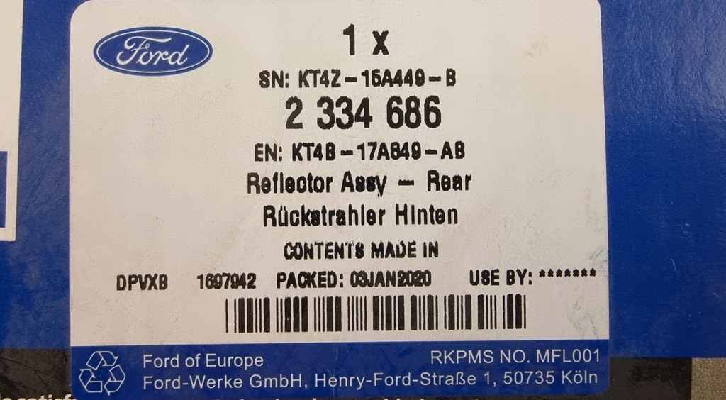 фото №16, Відбивач бампера лівий задня ford edge mk2 2018- 2334686 _ kt4b-17a849-ab