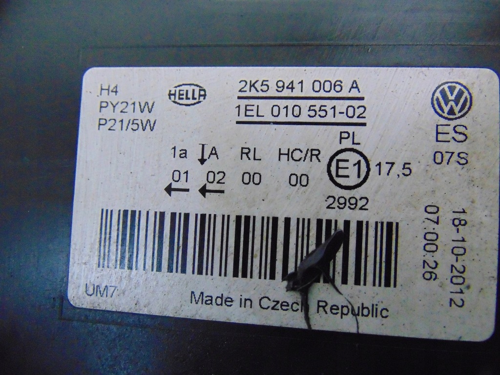 фото №16, Лампа права vw caddy iii lift 2010-2015 europa 2k5941006a