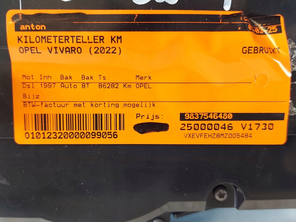 фото №10, Счетчик приборная панель opel vivaro 2022r 2.0 cdti 983754648000