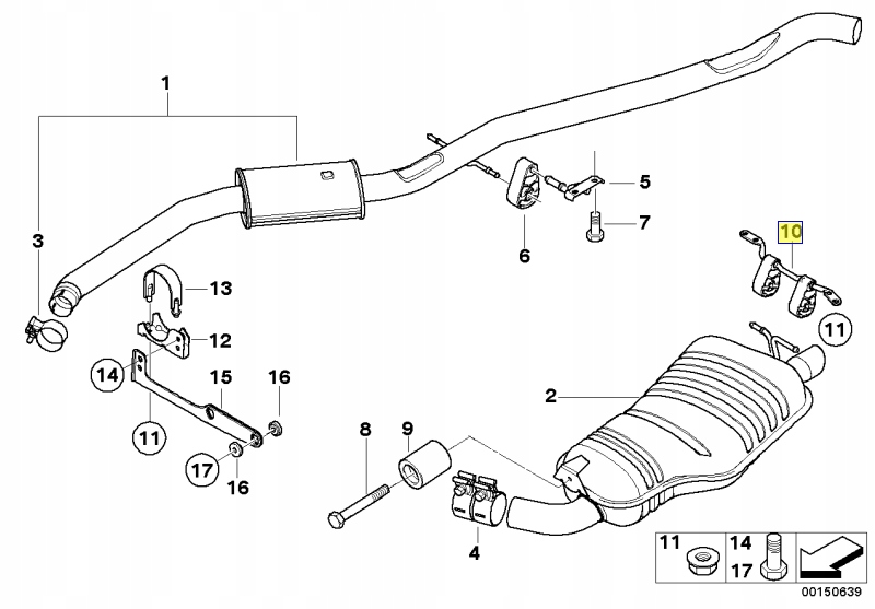 фото №8, Bmw x3 e83 оригинальный кронштейн глушителя задний