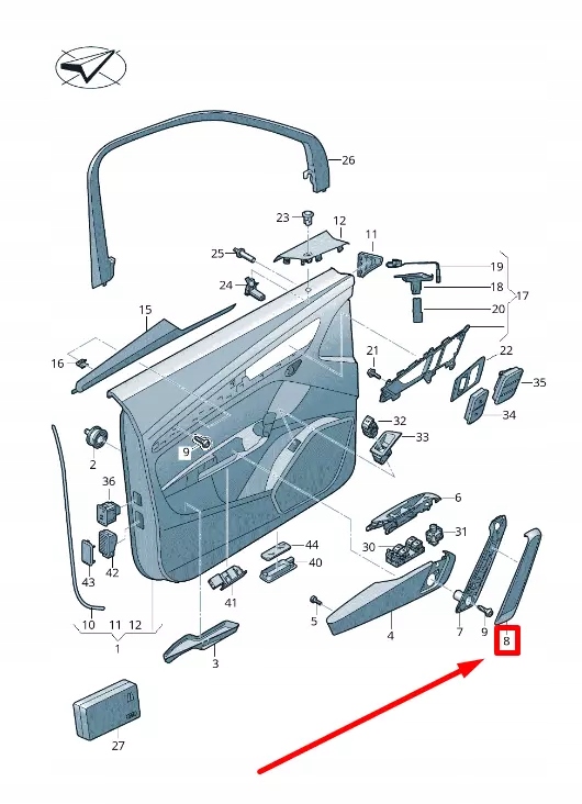 фото №9, Audi q5 fy передняя часть left door панель handle cover 80a867171a6ps