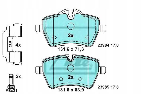 фото №2, Тормозные колодки тормозные керамические mini r50 r53 r52