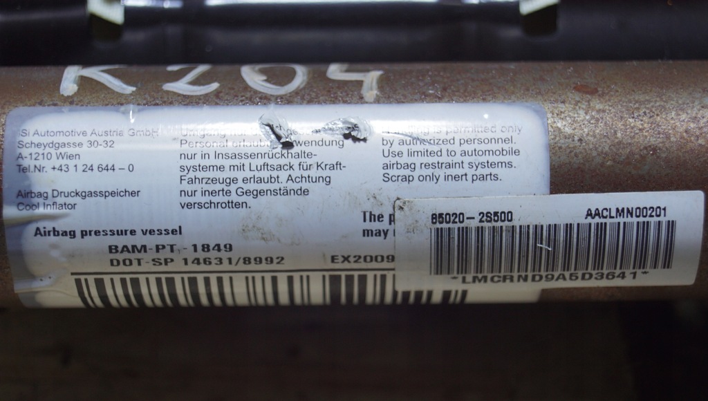 фото №8, Шторка безпеки подушка безпеки права hyundai ix35 85020-2s500