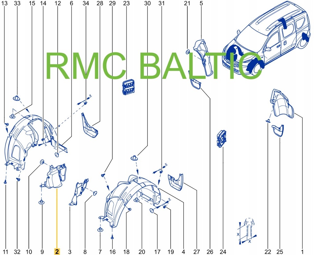 фото №16, Nowa оригінальний номер захист двигуна правий перед dacia dokker lodgy 638307689r