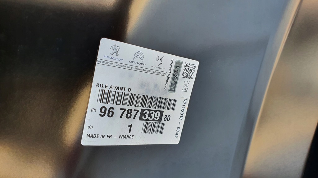 фото №9, Peugeot 2008 13-błotnik правый перед оригинал новый