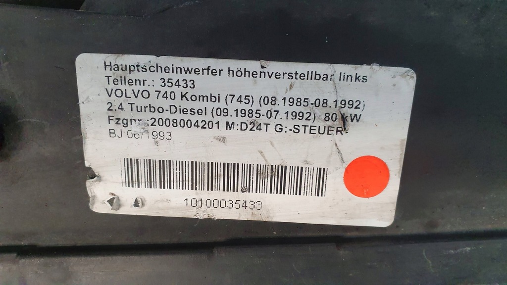 фото №6, Лампа перед левая volvo 740 85-