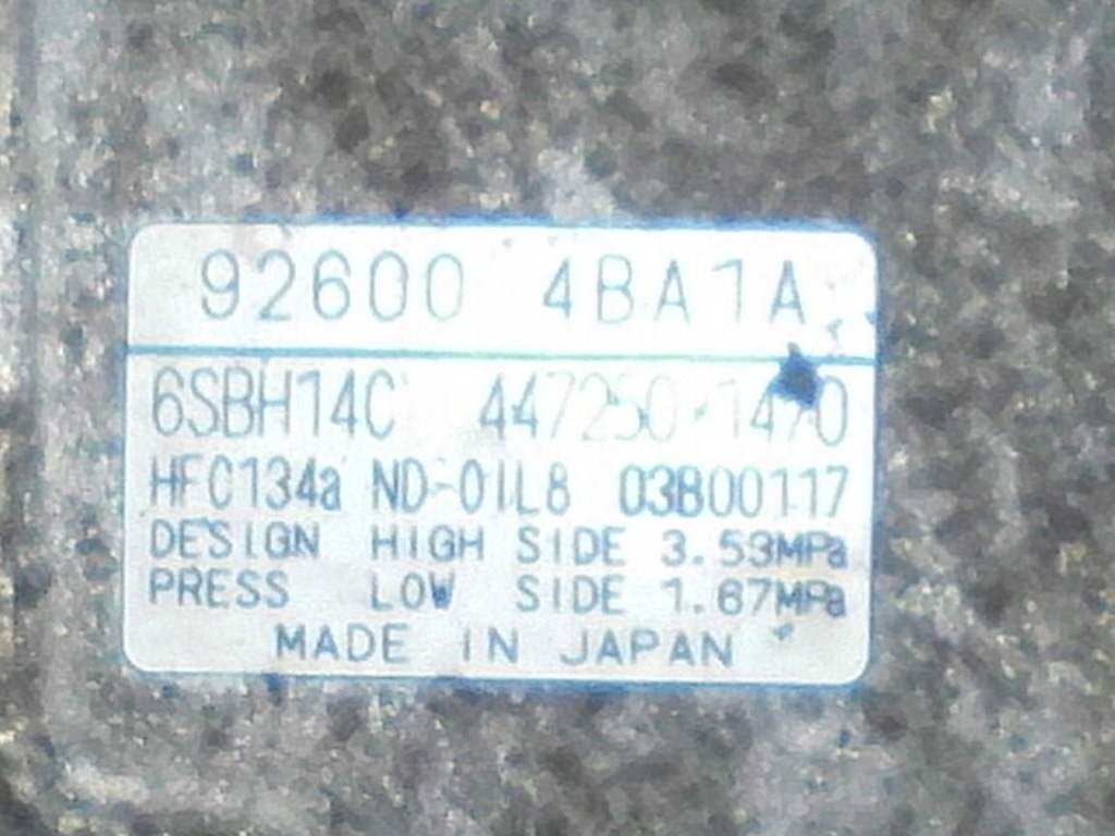 фото №7, Компрессор кондиционера x-trail t32 2.0 926004ba1a 447250-1470 6sbh14c