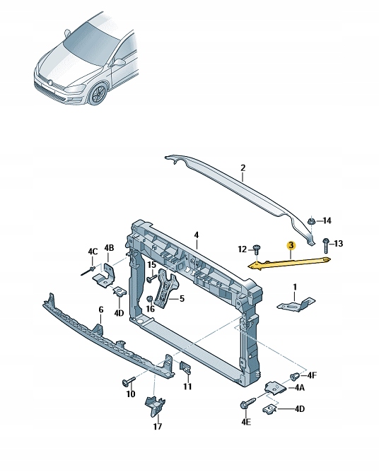 фото №1, Кронштейн поперечина передній prawy-góra vw passat b8 3g0805932 оригінал