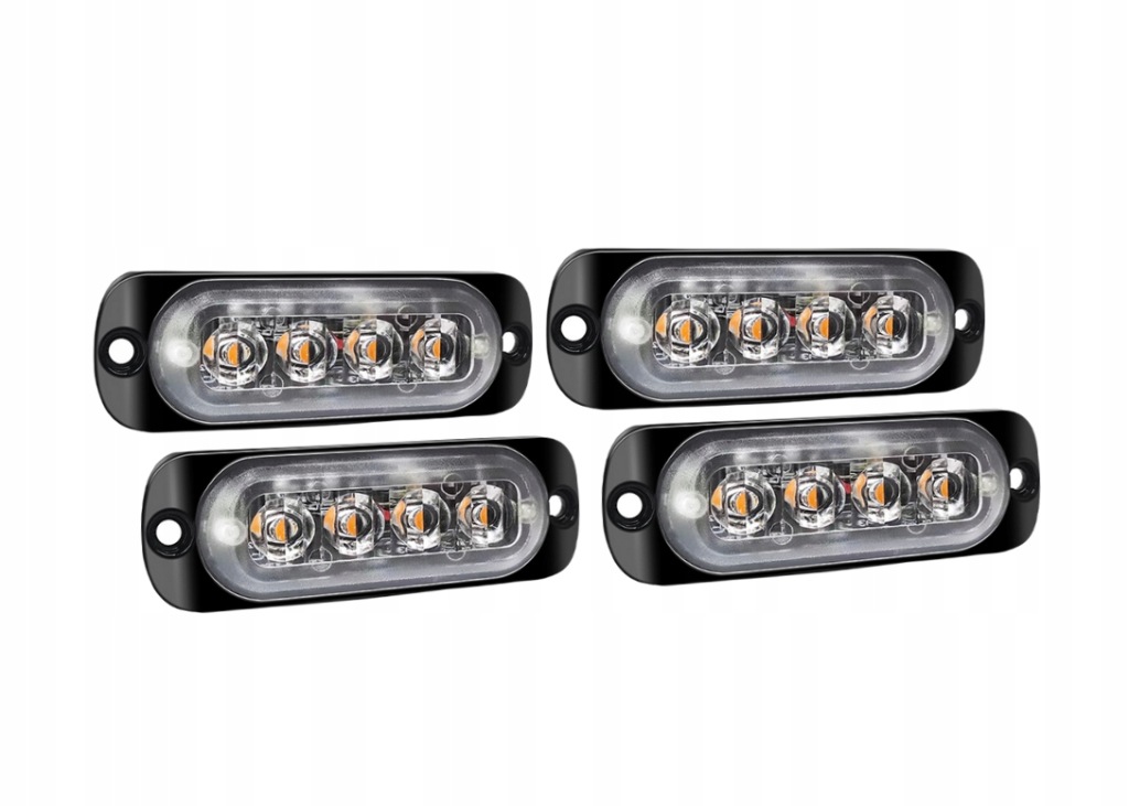 фото №1, 4x лампа попереджувальна габаритна stroboskop 4 led 86mm помаранчева 12v 24v