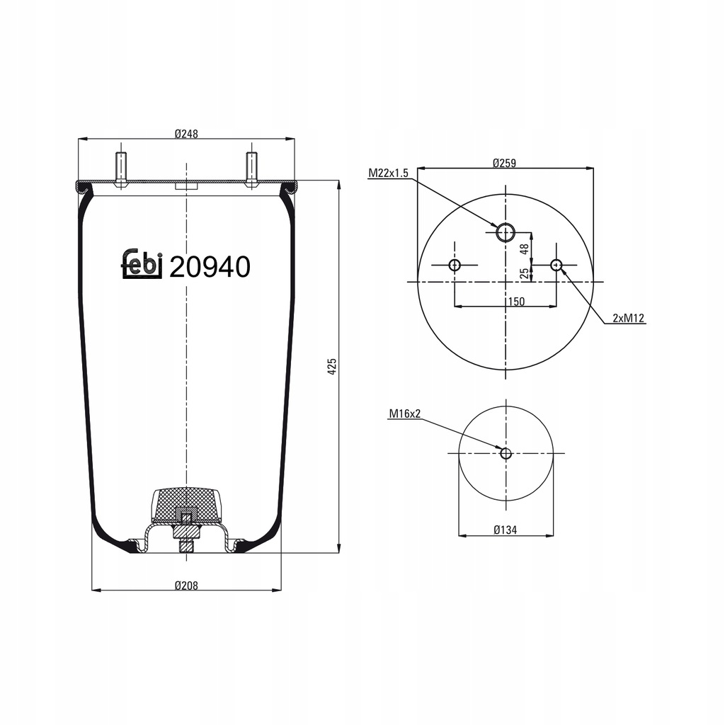 фото №1, Пневмоподушка подвеска пневматический febi 20940