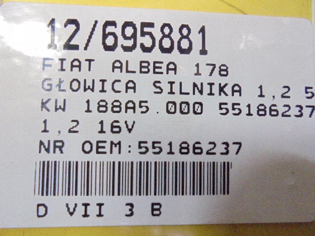 фото №11, Fiat albea 178 головка двигуна 55186237 1,2 16v