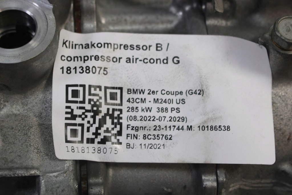 фото №9, Bmw 4 g23 насос кондиционера 6994082 кондиционер компрессор компрессор denso 63at -