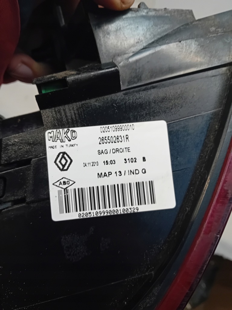 фото №3, Лампа права задня задня renault clio iv 265502631r