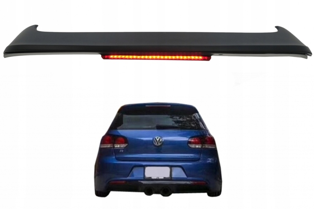 фото №1, Спойлер do vw golf vi 2008+ led гальмування r20 look