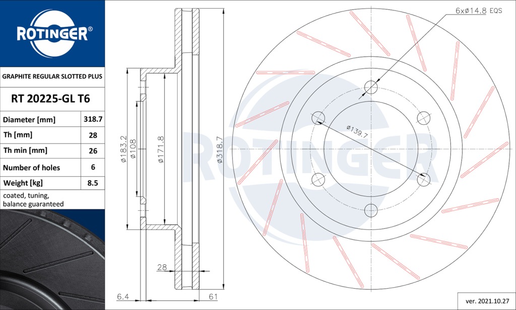 Диск rotinger rt 20225-gl t6 Цена