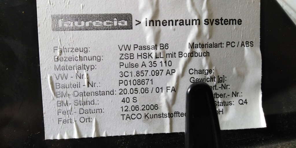 фото №8, Vw passat b6 бардачок пасажира панелі 06r euro