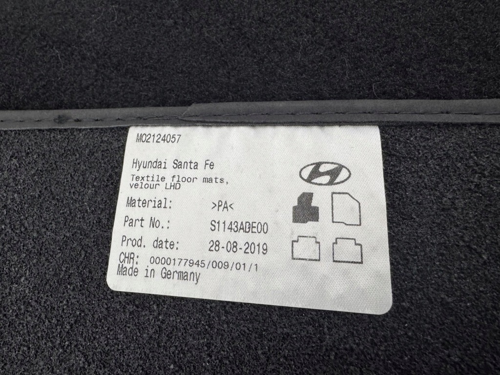 фото №6, Hyundai оригинальный номер santa fe iv 4 коврики велюровые комплект s1143ade00