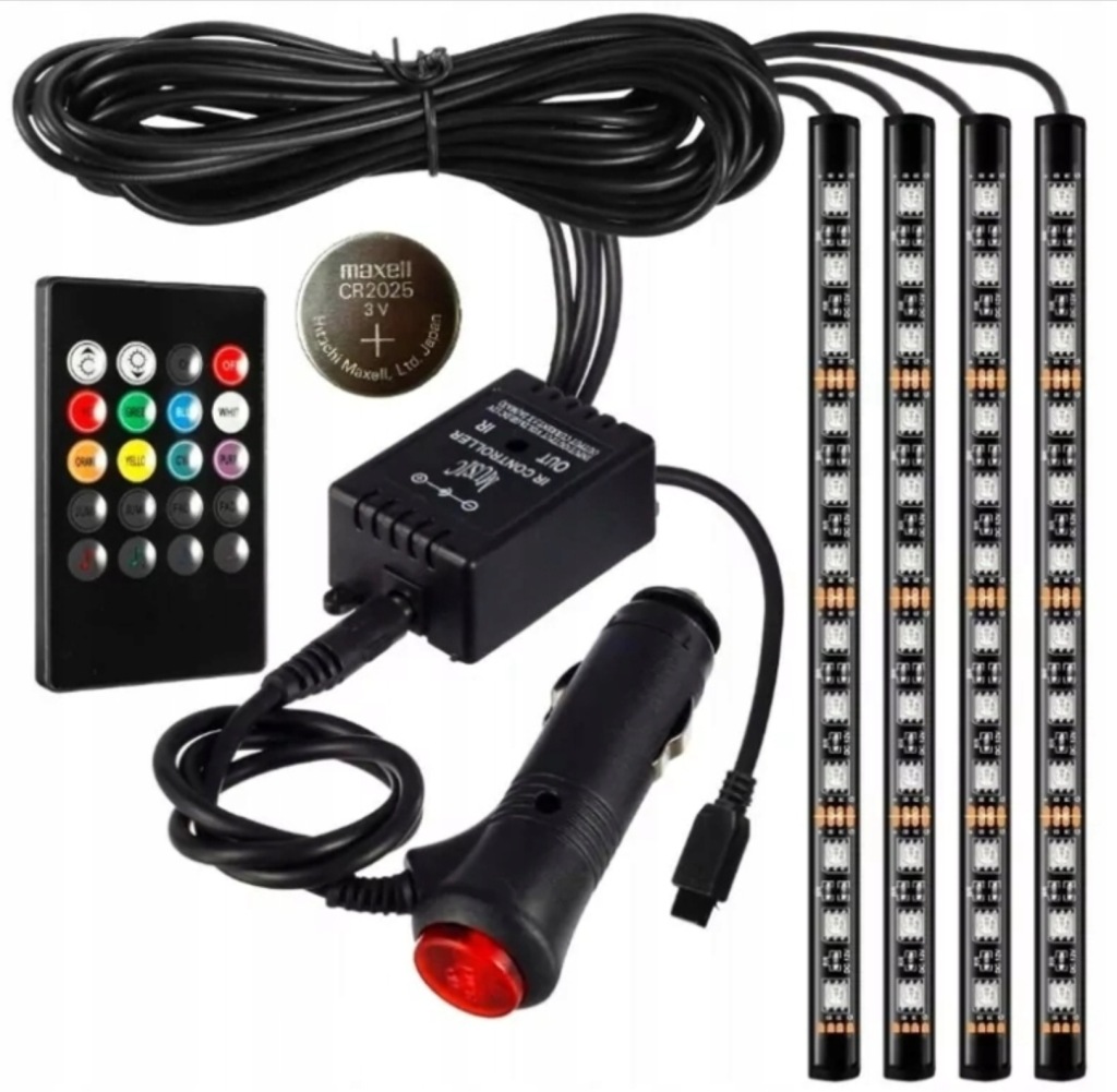 Купити Підсвітка освітлення салону кабіни автомобіль стрічка молдинг led rgb 4x12