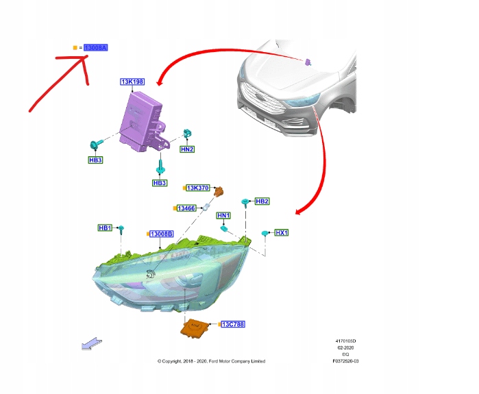 фото №1, Фара правая сторона ford edge 2019- оригинальный номер