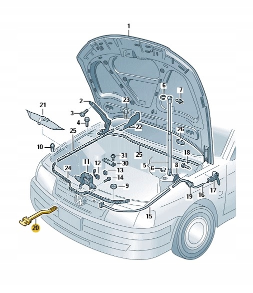 фото №10, Новый кронштейн открывания капот оригинальный номер 3b0823593d01c