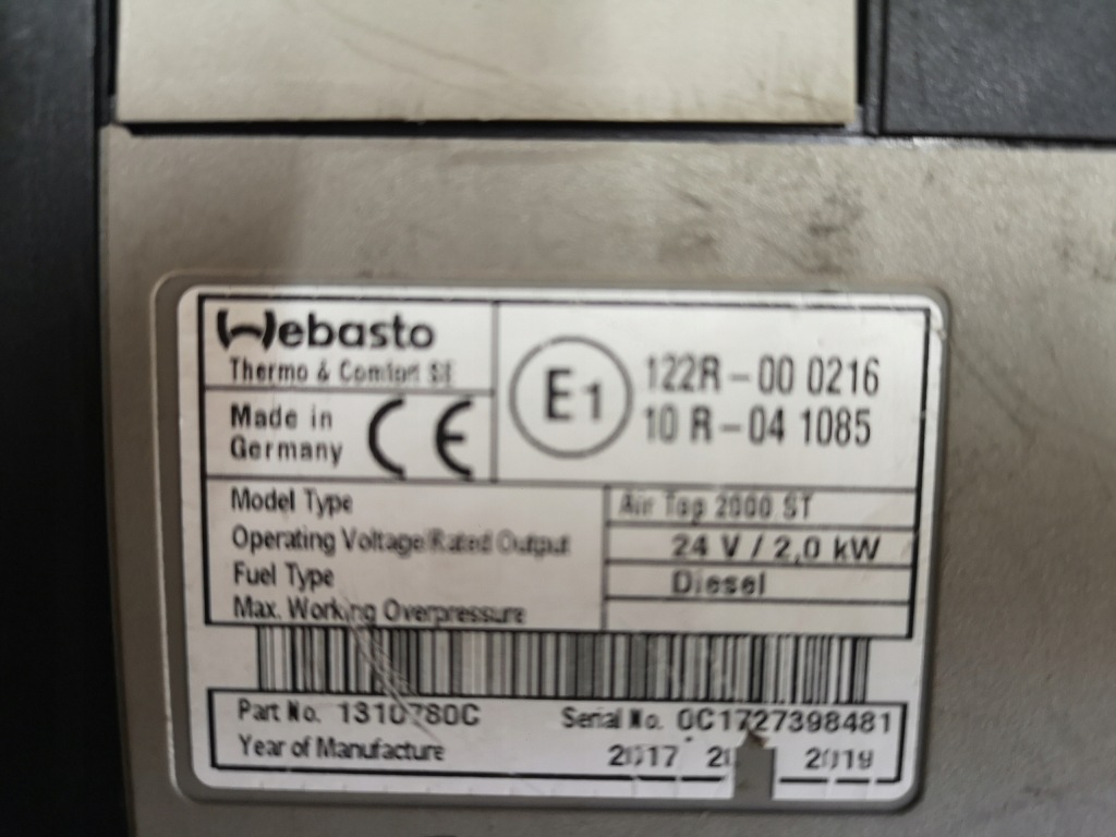 фото №2, Webasto air top 2000 st mercedes actros 1310780c