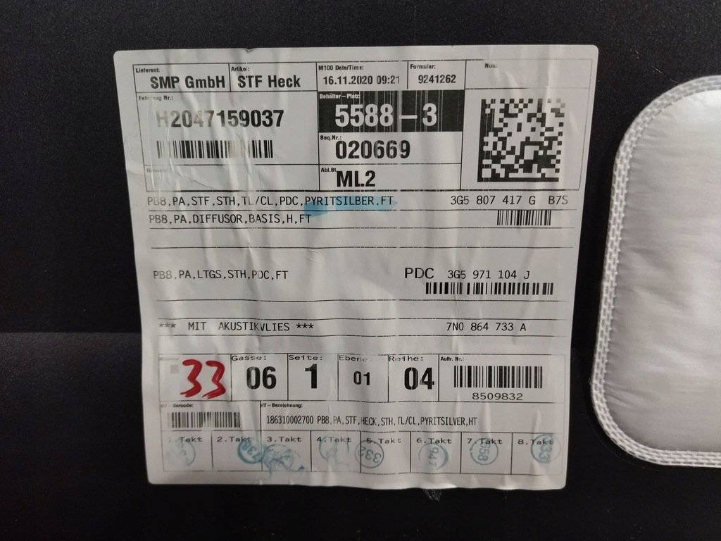 фото №15, 3g5807421a бампер задняя версия pod 4pdc цвет lb7s vw passat b8 2015+ sedan