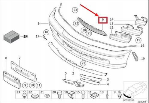 Bmw 3 coupe e46 захист передній бампера решітка tytanowa 51117016513 oem Зі Шроту