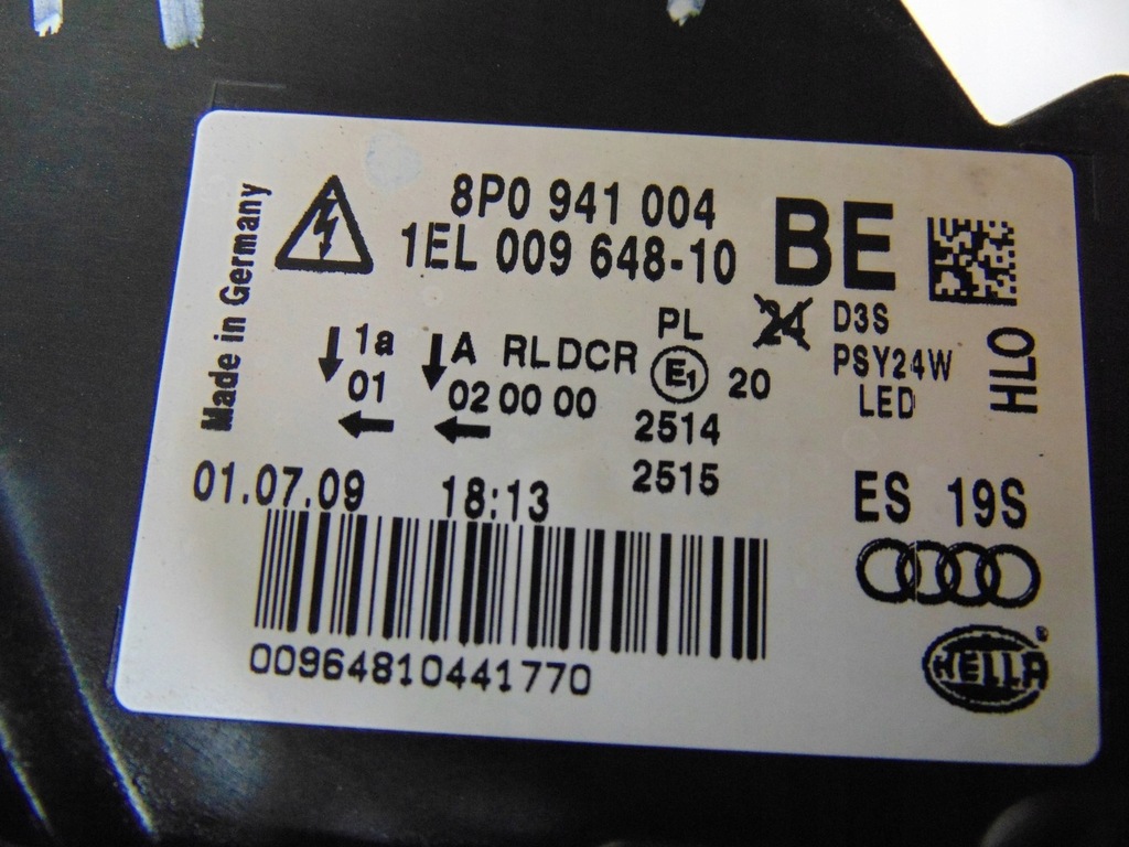 фото №15, Лампа права перед ксенон audi a3 8p lift 8p0941004be europa комплектна