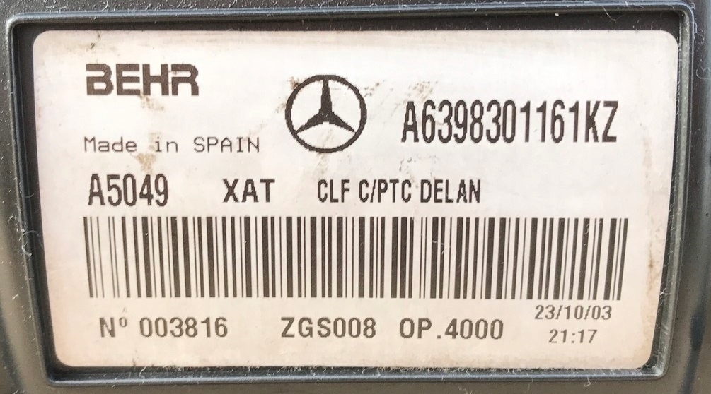 фото №6, Отопитель mercedes vito w639 v639 a6398301161 europa