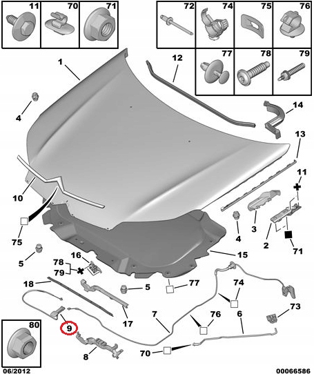фото №6, Трос ручка открывания капот citroen c5 iii oryg