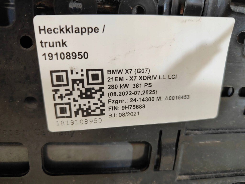 Кришка багажника задній задня кришка багажника bmw x7 g07 c55 sparkling copper grey в Україні