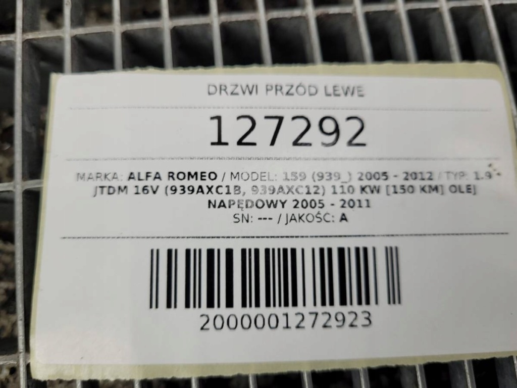 Двері перед передні ліва повний alfa romeo 159 Доставка